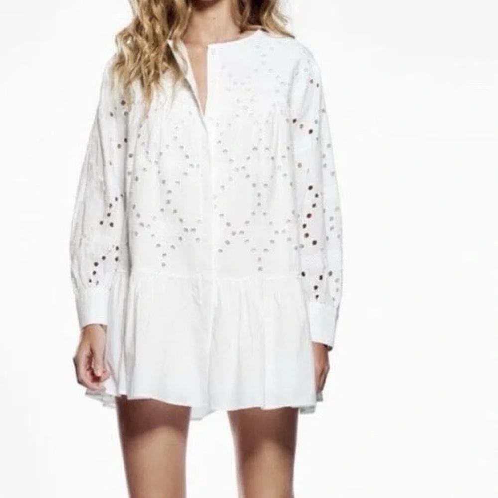 Zara White Eyelet Dress